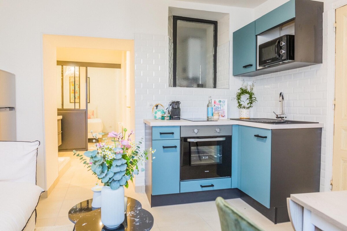 Cuisine moderne appartement Herriot 5 Brive – Équipements complets et décoration contemporaine